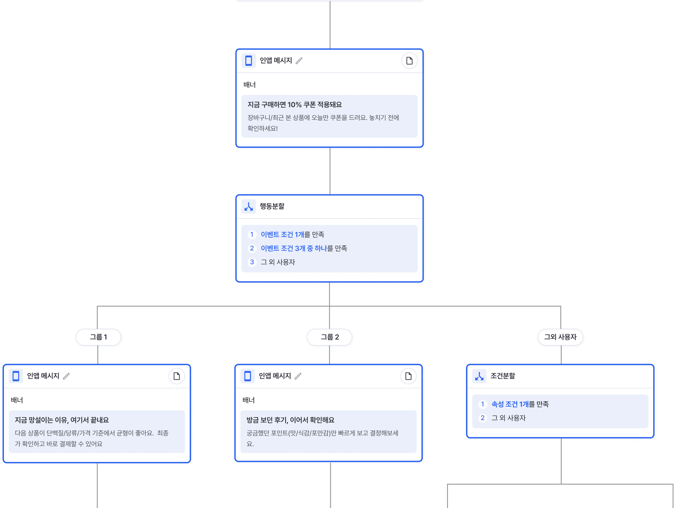 플로우 캔버스 분기 예시